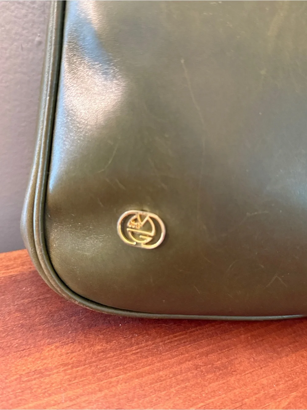 Vintage Maurizio De Giacomi Olive Green Leather Italian Shoulder Bag Purse